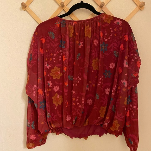 FREE PEOPLE floral crop long sleeve blouse - Picture 3 of 3